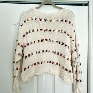 LOFT Cream Multicolor Knit Women's Sweater